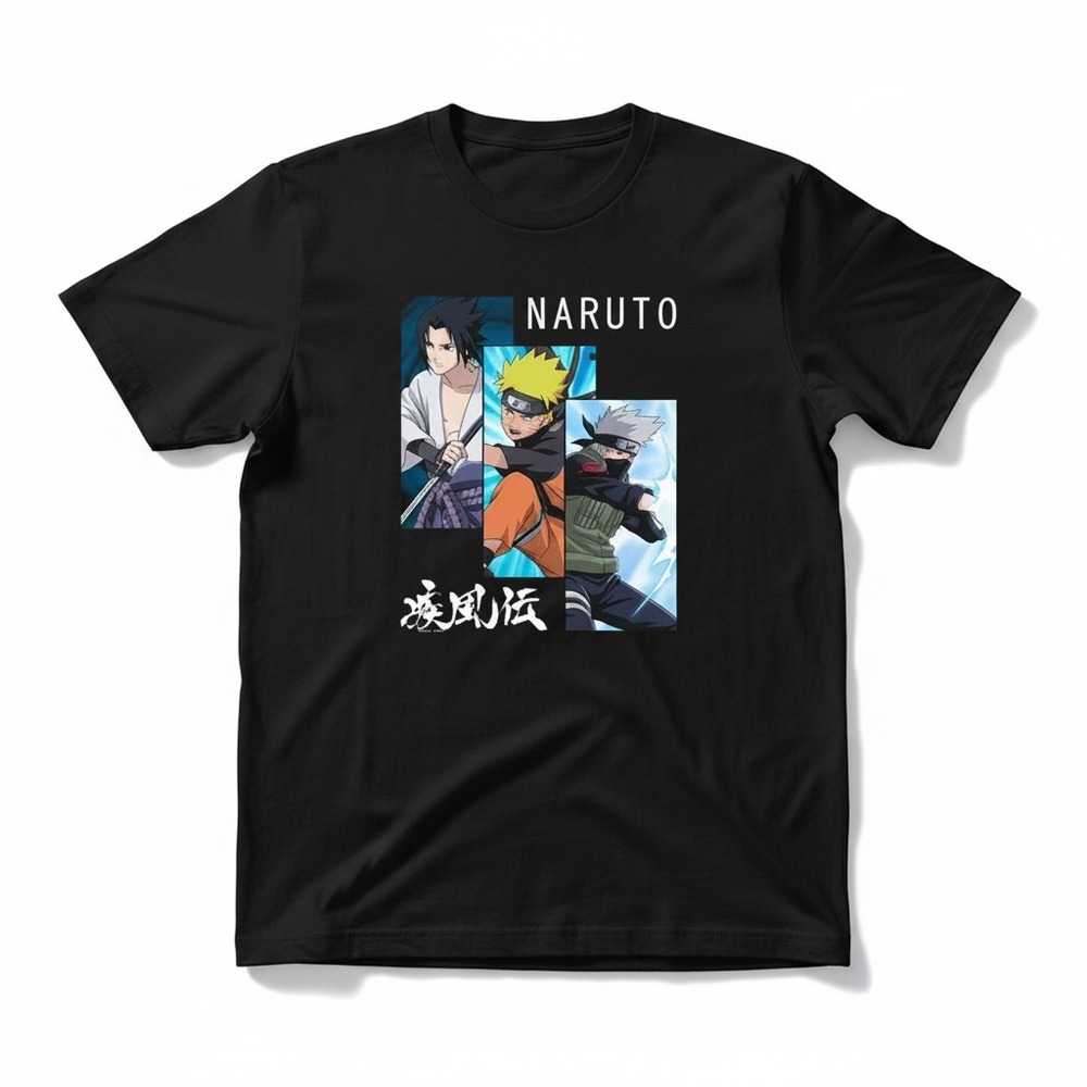 Naruto Shippuden Mens Graphic T Shirt Size S Black Anime Naruto Crew Neck Casual